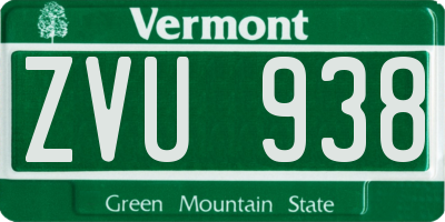 VT license plate ZVU938