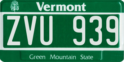 VT license plate ZVU939