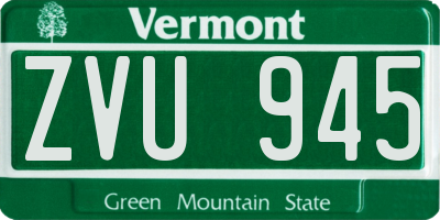 VT license plate ZVU945