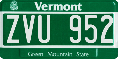 VT license plate ZVU952