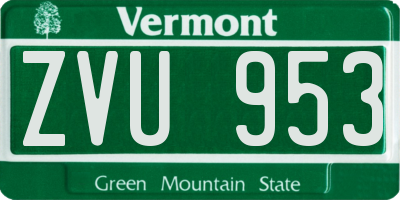 VT license plate ZVU953