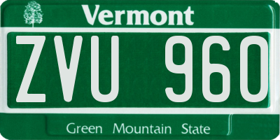 VT license plate ZVU960