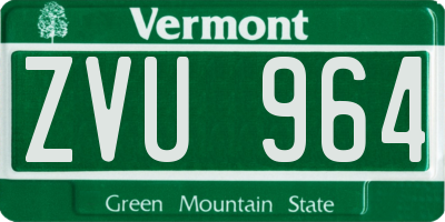 VT license plate ZVU964