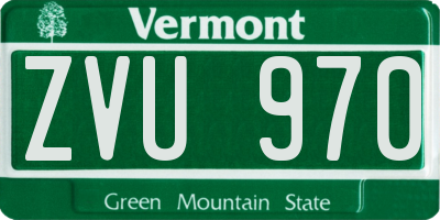 VT license plate ZVU970