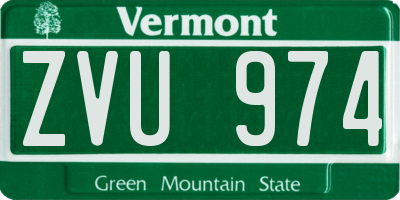 VT license plate ZVU974