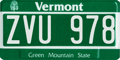 VT license plate ZVU978