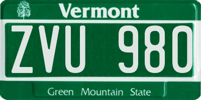 VT license plate ZVU980