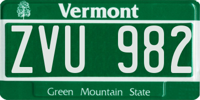 VT license plate ZVU982
