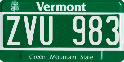 VT license plate ZVU983