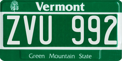 VT license plate ZVU992