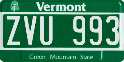 VT license plate ZVU993