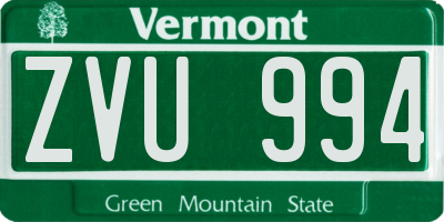 VT license plate ZVU994