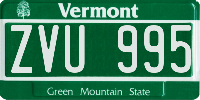 VT license plate ZVU995