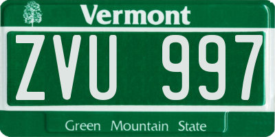 VT license plate ZVU997