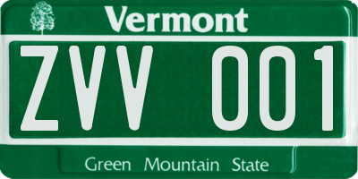 VT license plate ZVV001
