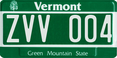 VT license plate ZVV004