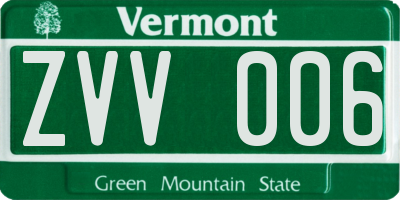 VT license plate ZVV006