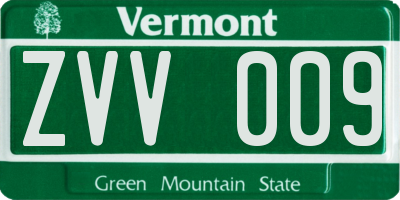 VT license plate ZVV009