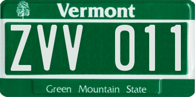 VT license plate ZVV011