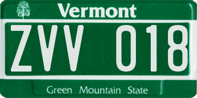 VT license plate ZVV018