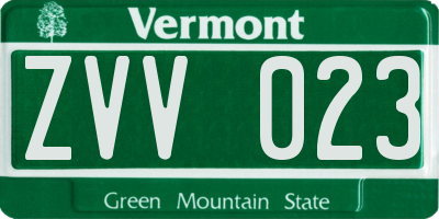 VT license plate ZVV023