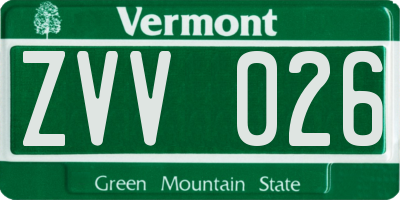 VT license plate ZVV026
