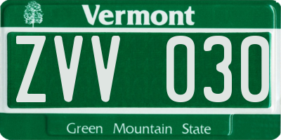 VT license plate ZVV030