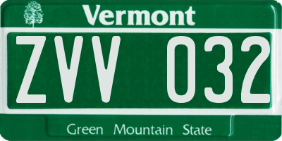 VT license plate ZVV032