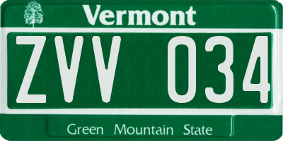 VT license plate ZVV034