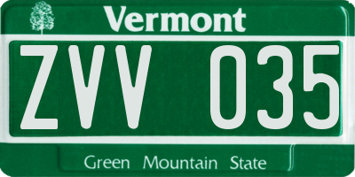 VT license plate ZVV035