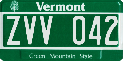 VT license plate ZVV042