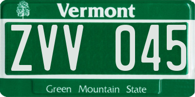 VT license plate ZVV045