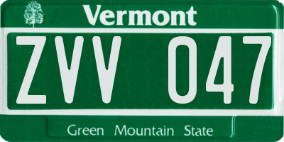 VT license plate ZVV047