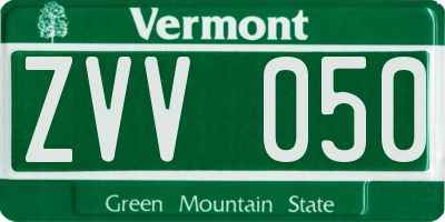 VT license plate ZVV050