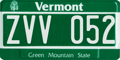 VT license plate ZVV052