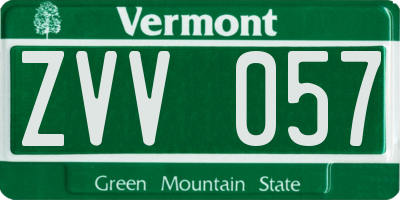 VT license plate ZVV057