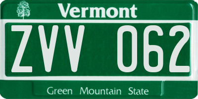 VT license plate ZVV062