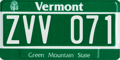 VT license plate ZVV071