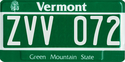 VT license plate ZVV072