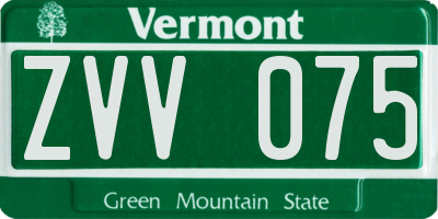 VT license plate ZVV075