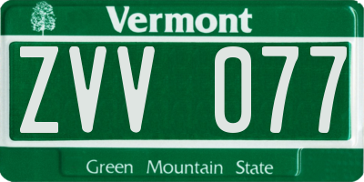 VT license plate ZVV077