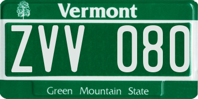VT license plate ZVV080