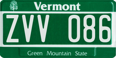 VT license plate ZVV086