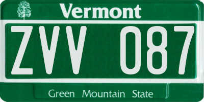 VT license plate ZVV087