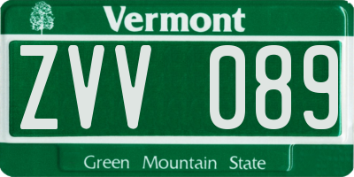 VT license plate ZVV089