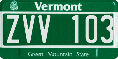 VT license plate ZVV103
