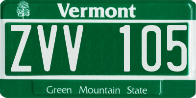 VT license plate ZVV105