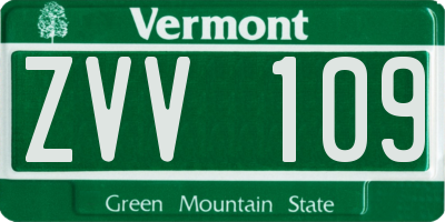 VT license plate ZVV109