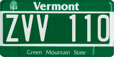 VT license plate ZVV110