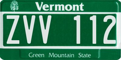 VT license plate ZVV112